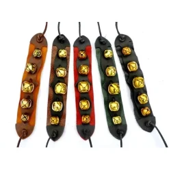Bracelet En Cuir Avec Cloches En Laiton, Brun -Promos Halloween Boutique bracelet en cuir avec cloches en laiton brun 2