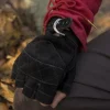 Epic Armoury Gants Sans Doigts En Cuir Suédé, Noir