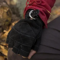Epic Armoury Gants Sans Doigts En Cuir Suédé, Noir